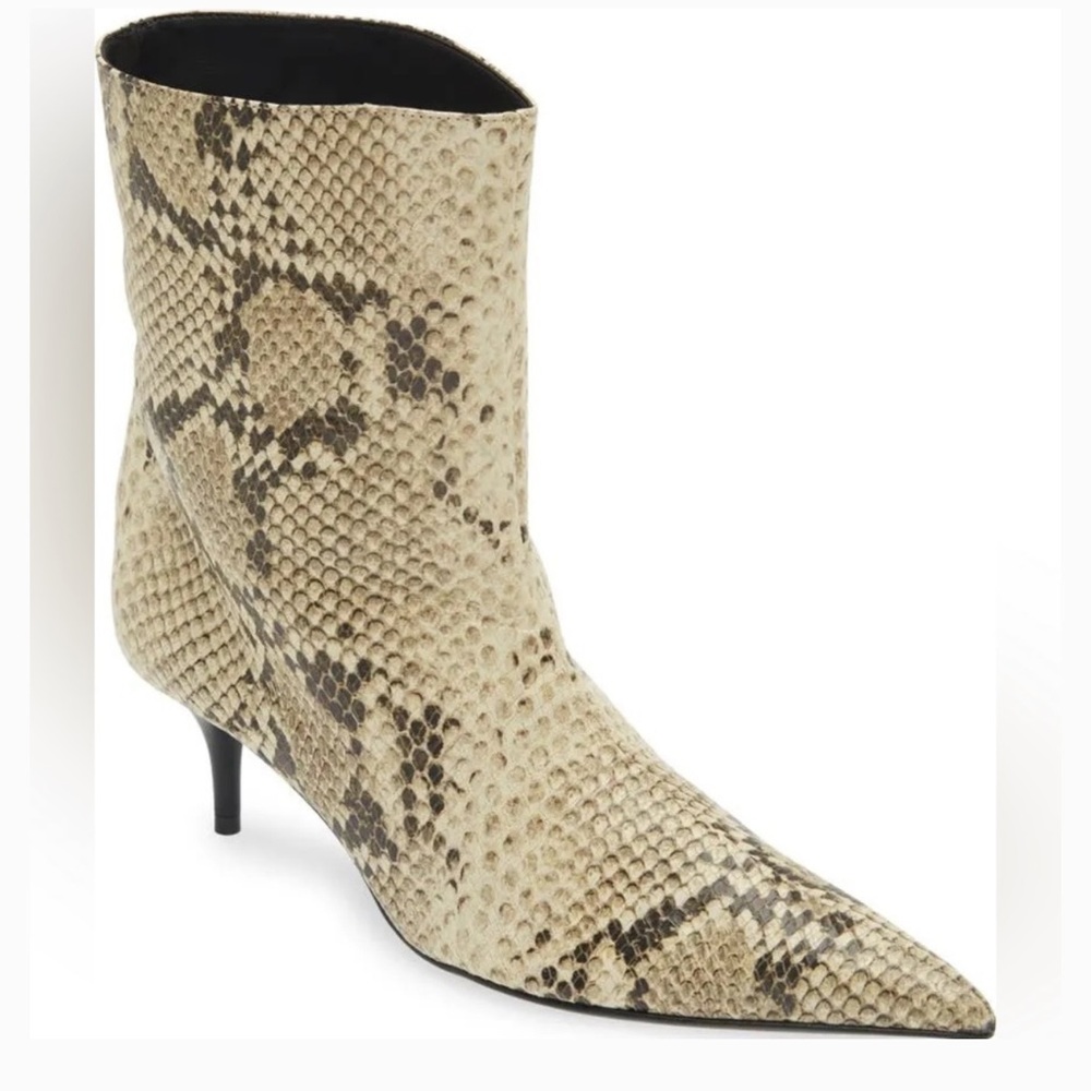 Schutz France's Booties Snake-Print Mid-Calf Women's Boot - Beige